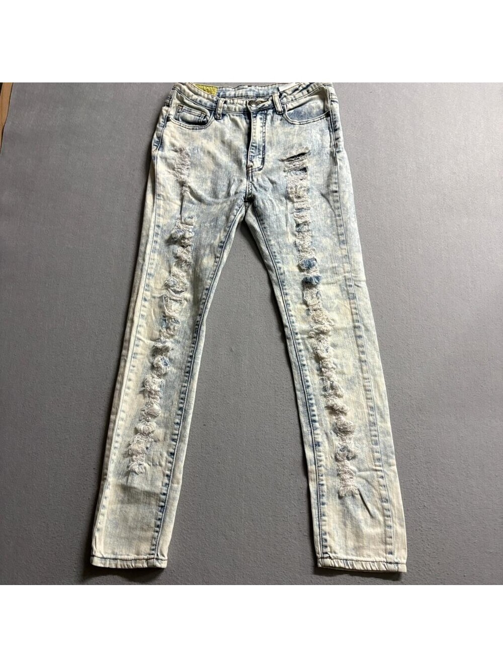 Machine Nouvelle Mode Mens Distressed Acid Wash Skinny Jeans Size 30x28